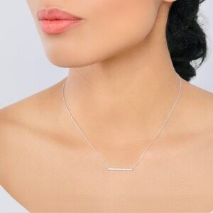 Birks White 18k Gold Diamond Bar Necklace